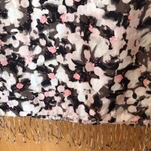 3/$15 Vintage 1990s Banana Republic Oblong Silk Abstract Floral Scarf Pink Black